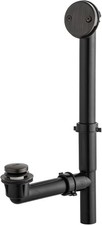 1-1/2" Black Tubular Bath Drain Kit with Tip-Toe Bath Drain Stopper, Touch-Toe