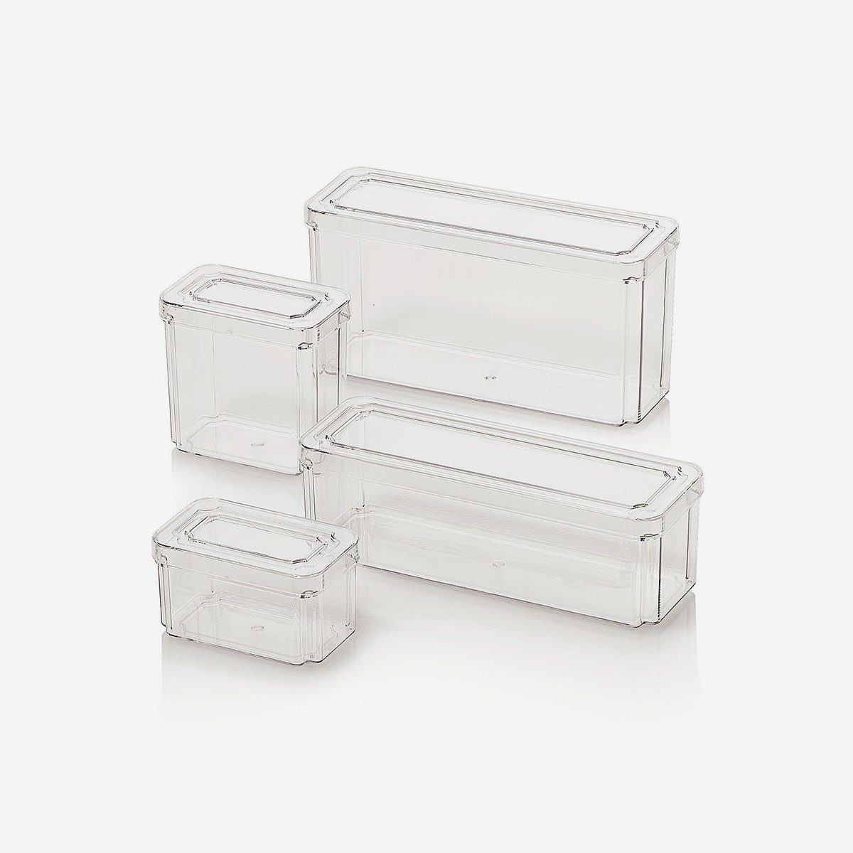 Stop au désordre : 4 Boîtes de rangement PET avec couvercle pour tout trier et gagner de la place