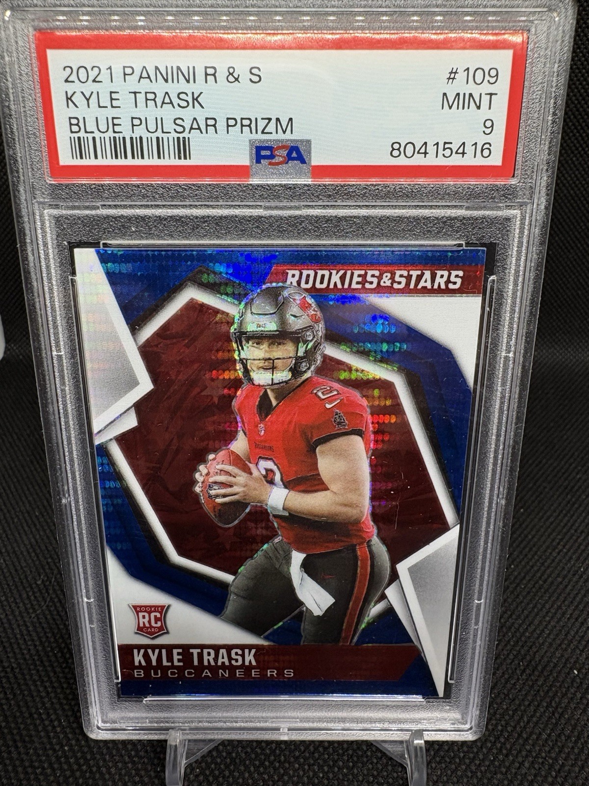 2021 Rookies & Stars Kyle Trask (RC) /50 Blue Pulsar Prizm PSA 9 Buccaneers