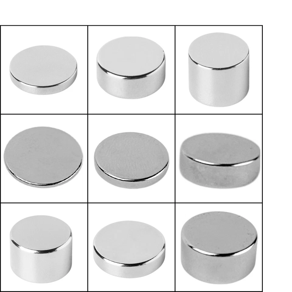 Extrem starke Neodym Scheiben Zylinder Magnete Rund Größe und Anzahl auswählbar