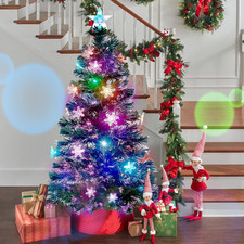 5 Ft Pre-Lit Artificial Christmas Tree RGB Color Changing LED Lights Snowflakes