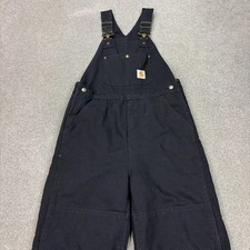 Carhartt Dungarees Kids 28x24 Black Overalls Double Knee Quilted Duck Bib Youth