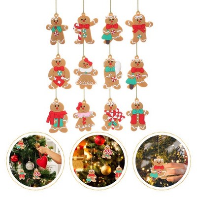 12 Pcs Weihnachtsbaumhängedekoration Lebkuchen -Mann -Dekoration