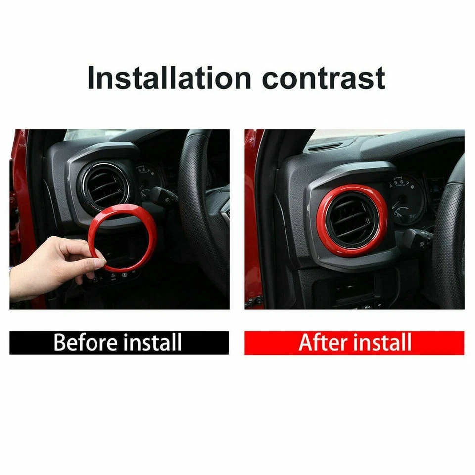 Anillo de salida de aire de control central rojo para tablero de instrumentos de coche para Toyota Tacoma 2016-2020 Foto 2 de 4