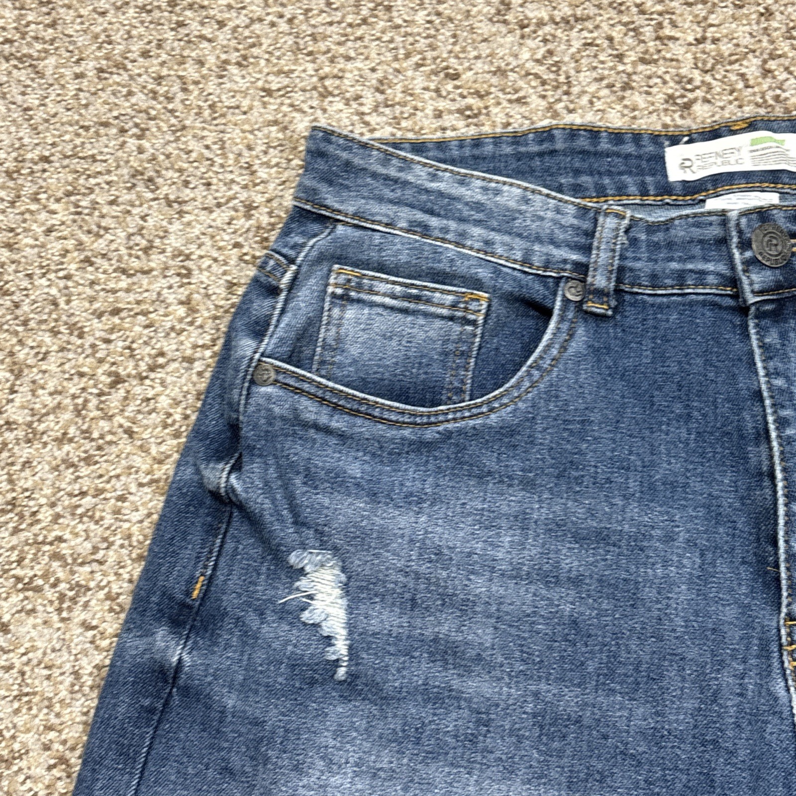 Refinery Republic Jeans Shorts Mens 34 Fits 32 Blue Denim Distressed - View 2