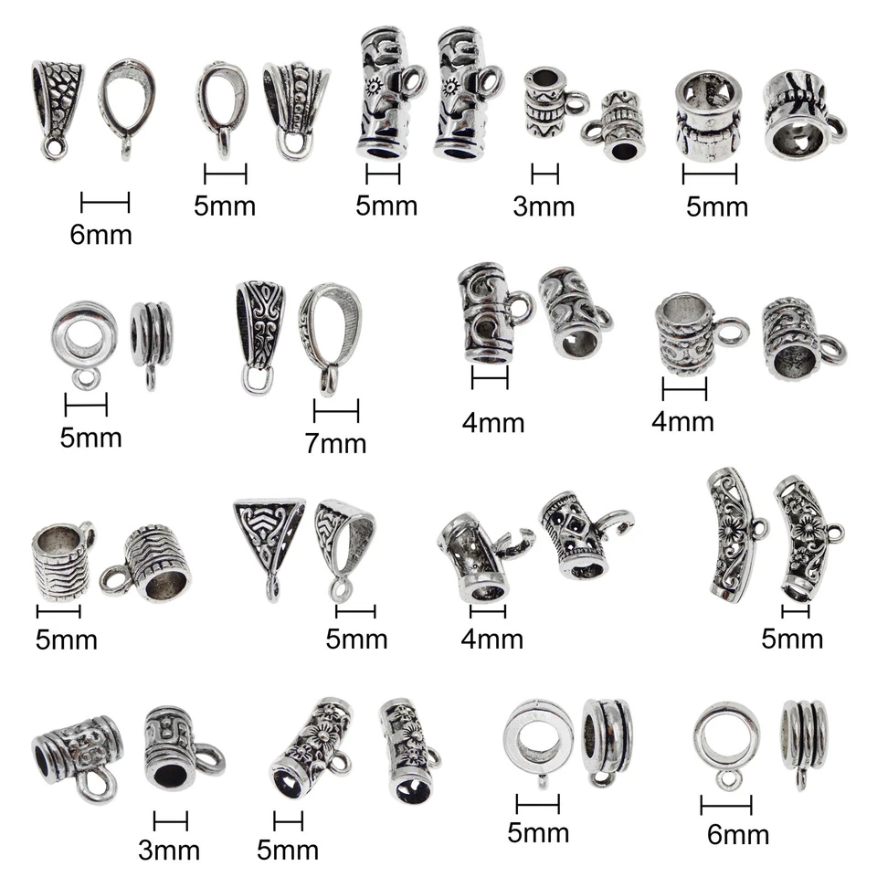 20x Alloy Silver Bail Bead Charm Bail Tube Spacer Bead European Bracelet Pendant - Image 2 of 4