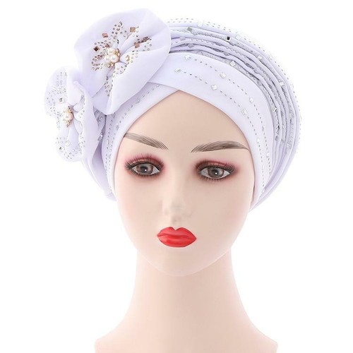 African Turbans Women Auto Gele Stacked Stick Diamond Flower 2021 Fashion New Ba - Picture 6 of 6