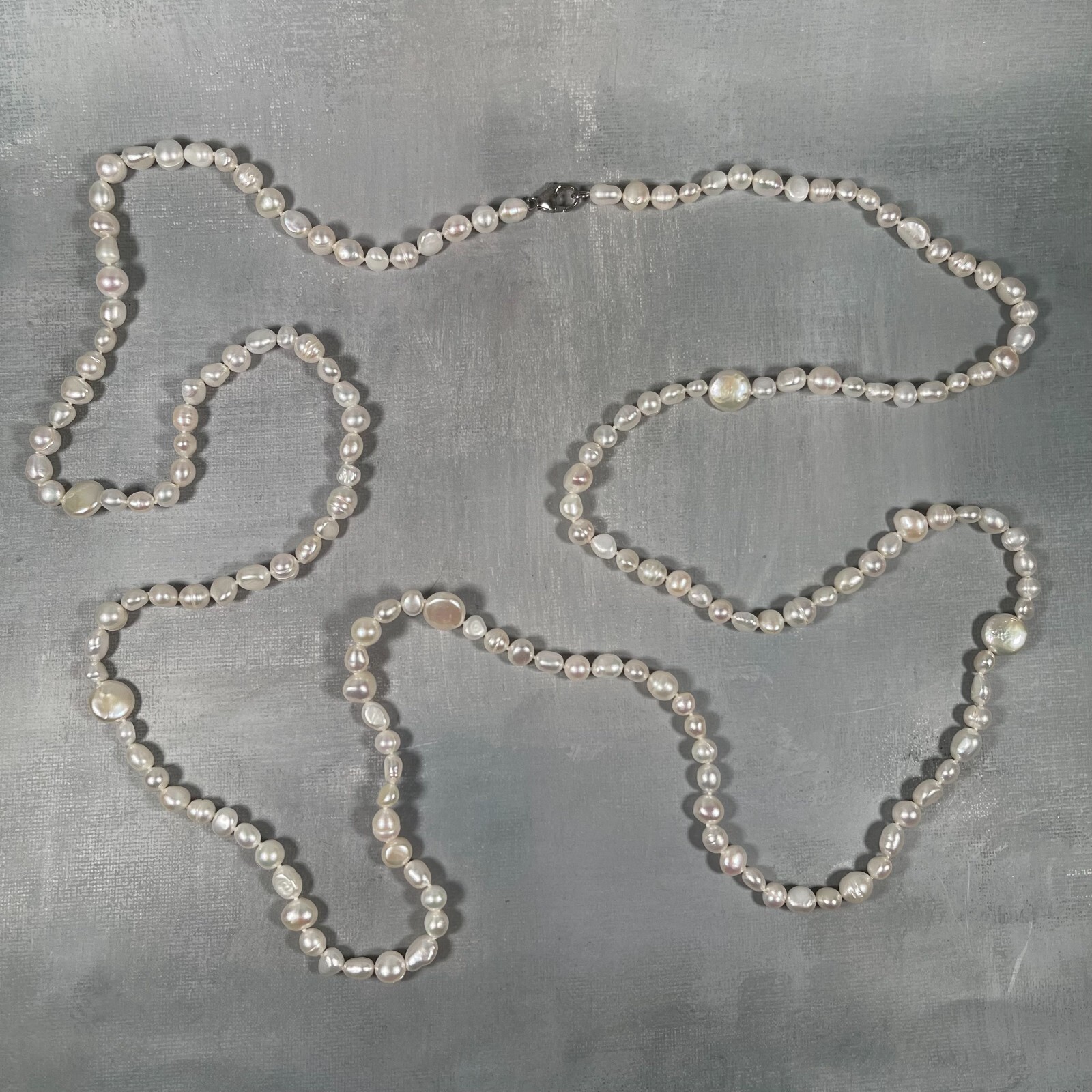 Versatile Elegant Womens Extra Long Necklace White - image 3