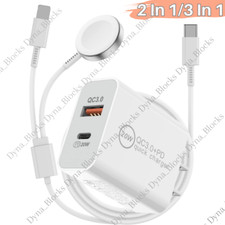 Magnetic Fast Charger Cable USB C Block For Apple Watch 7/6/5/4/3/2/1/SE iPhone