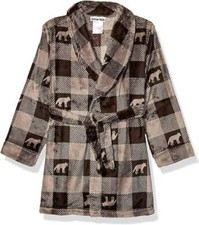 Komar Kids Boys Grey Print Fleece Robe Size 4/5 8