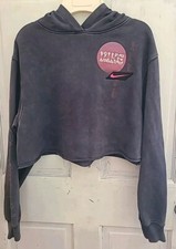 Nike Women's Hoodie Sweatshirt Size Small S Cropped Faded Wash Dark Gray/Black