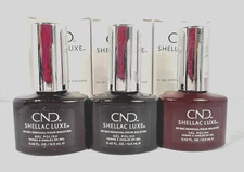 New (3) CND SHELLAC LUXE 60 Sec Removal GEL POLISH- Dark Lava, Fedora, Oxblood