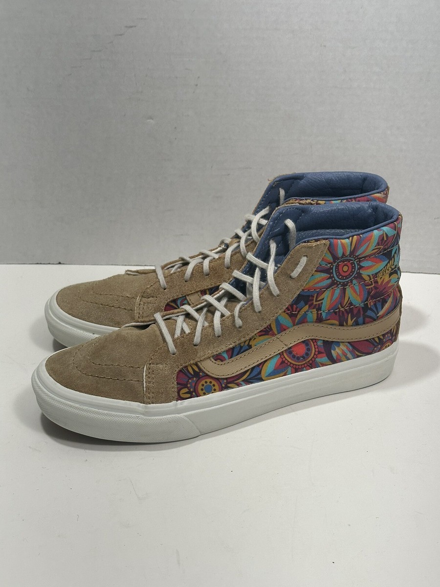 VANS Sk8-Hi Paisley Floral California High Brown Beige Suede RARE