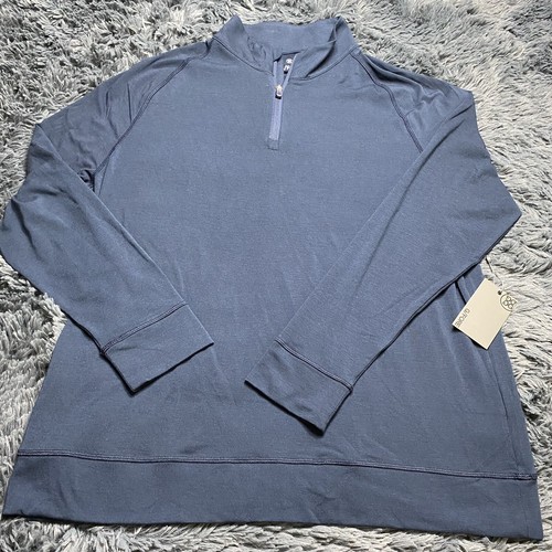 G/Fore Golf Luxe Staple Midlayer 1/4 Zip Long Sleeve Navy Blue Logo Mens Sz S - Picture 2 of 9