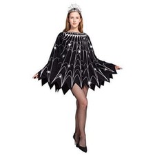 Spooktacular Creations Women Spider Web Dress Poncho Costume Crown Black XL