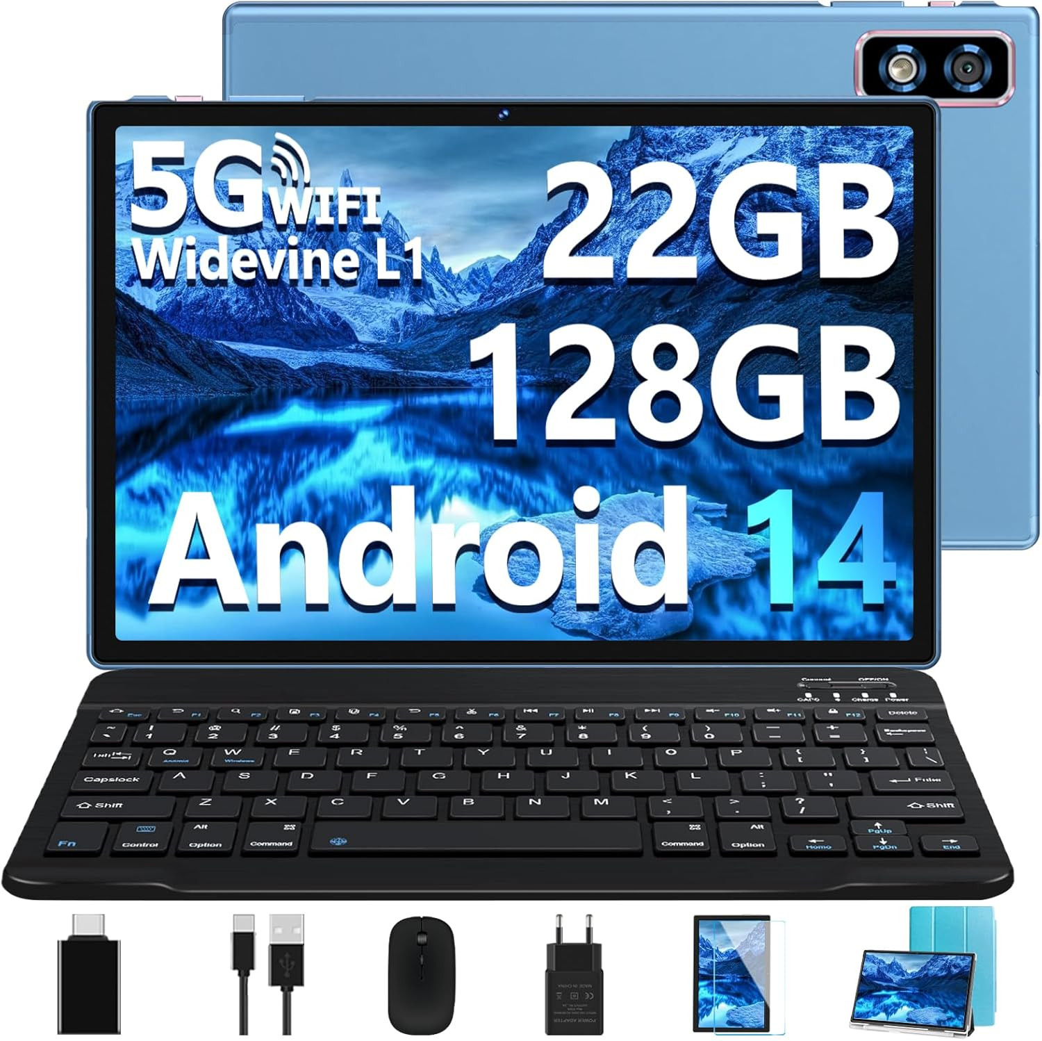 Tablet 10 Pollici Android 14 22GB RAM 128GB ROM WiFi 5G Super Potente
