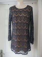 Navy Blue Dress Lace Mela Love London Evening Party Wedding Guest Size 12