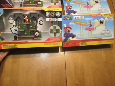 Nintendo Super Mario Deluxe Playset Boo Mansion & Cloud Playset LOT SET