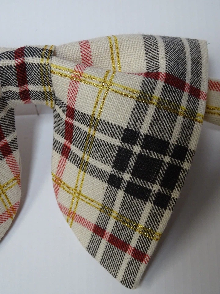 Pajarita hecha a mano para hombre de gran tamaño caqui/negro/rojo Navidad a cuadros vintage años 70 Foto 2 de 3