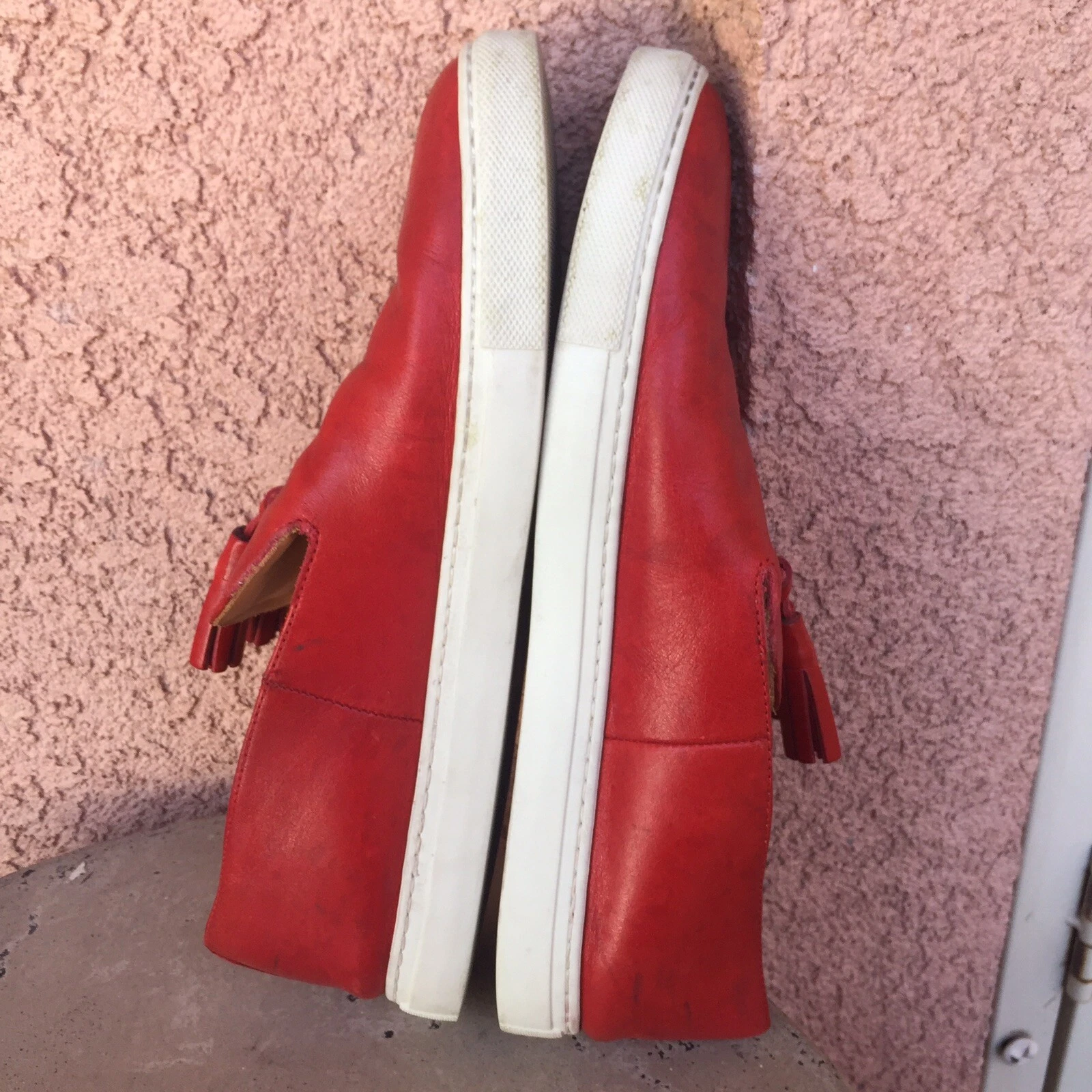 Mocassini da uomo Dsquared2 in pelle taglia 41 US 8 5 rossi slip on nappa kiltie