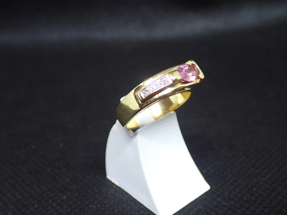 Bague en Or jaune 750/ème de 4.30g, tourmaline  / Bijoux d'occasion - Photo 2/4