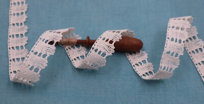 Antique French Bobbin Lace Ribbon Linen Handmade Le Puy Trim Vintage