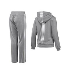 grey Hoodie Tracksuit Sets Hooded Sweatshirt Pullover Fleece 2Pcs