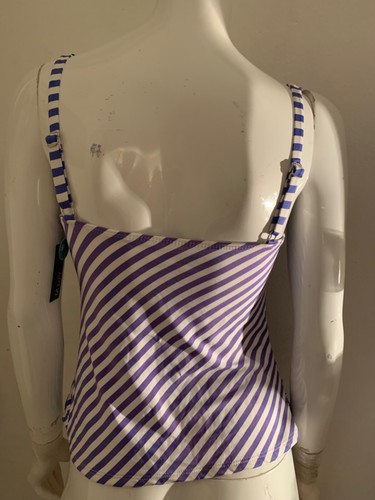 NEW Apt.9 women spring summer swimwear tankini top blue purple white striped M - Picture 3 of 12
