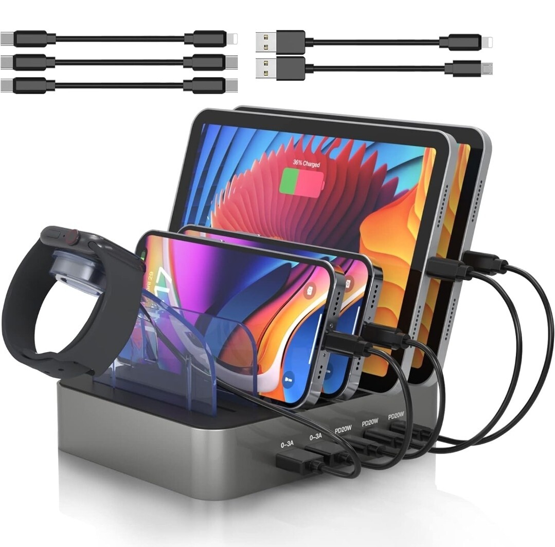 90W Fast Charging Station with 5-Port PD USB C for Multiple Devices-image