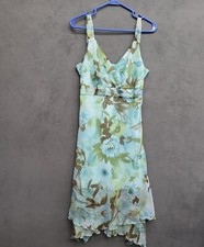 Believe Midi Floral Women Sz 10 Dress Sheer Lined Romantic Tiered Hem Boho Fairy