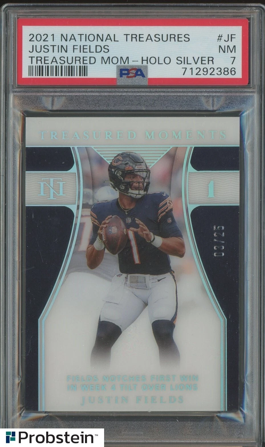 Justin Fields Panini National Treasures Treasured Moments #JF Holo Silver