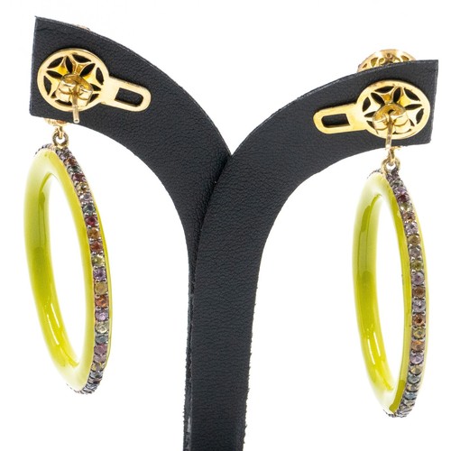 12.36ct Sapphire and Peridot 925 Sterling Sliver Earring in Gold Plated - Picture 4 of 8