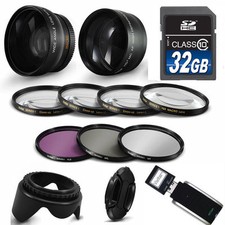 HD ZOOM LENS  WIDE ANGLE LENS  32GB STARTER KIT FOR CANON EOS REBEL T5 T6 T3