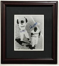 Willie Mays Leo Durocher signed Opening Day HR 8x10 photo framed 2 auto CBM COA