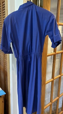 american vintage blue dress Blue Cotton Vintage inspired Swing Dress