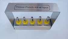 5 Pcs Dental Implant Tissue Punch Kit set Surgical Surgery With Box Holder