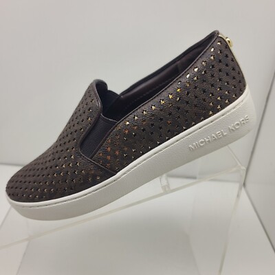 Michael Kors Women's Shoes Brown Slip On Trainer Fashion Sneakers Size  M