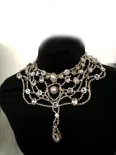 collana donna gioiello da sposa collier girocollo perle strass cristalli perline - Picture 12 of 24