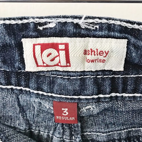 LEI Ashley Damen Shorts Größe 3 dunkle Waschung verzierte Bermuda niedriger Bund - Bild 3 von 3