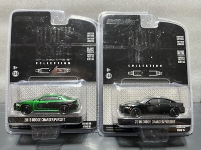 1:64 Greenlight グリーンマシーン 2台セット チェイス Greenlight Black Bandit 2016 Dodge Charger Pusuit Chase Set (2