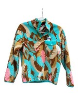 Patagonia Synchilla Snap T Fleece Womens Size Small Feather Dance Bear Brown EUC
