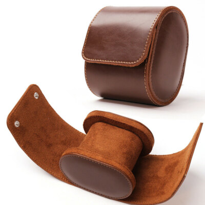 2X Durable Leather Single Watch Case Wristwatch Travel Storage Holder Box Brown