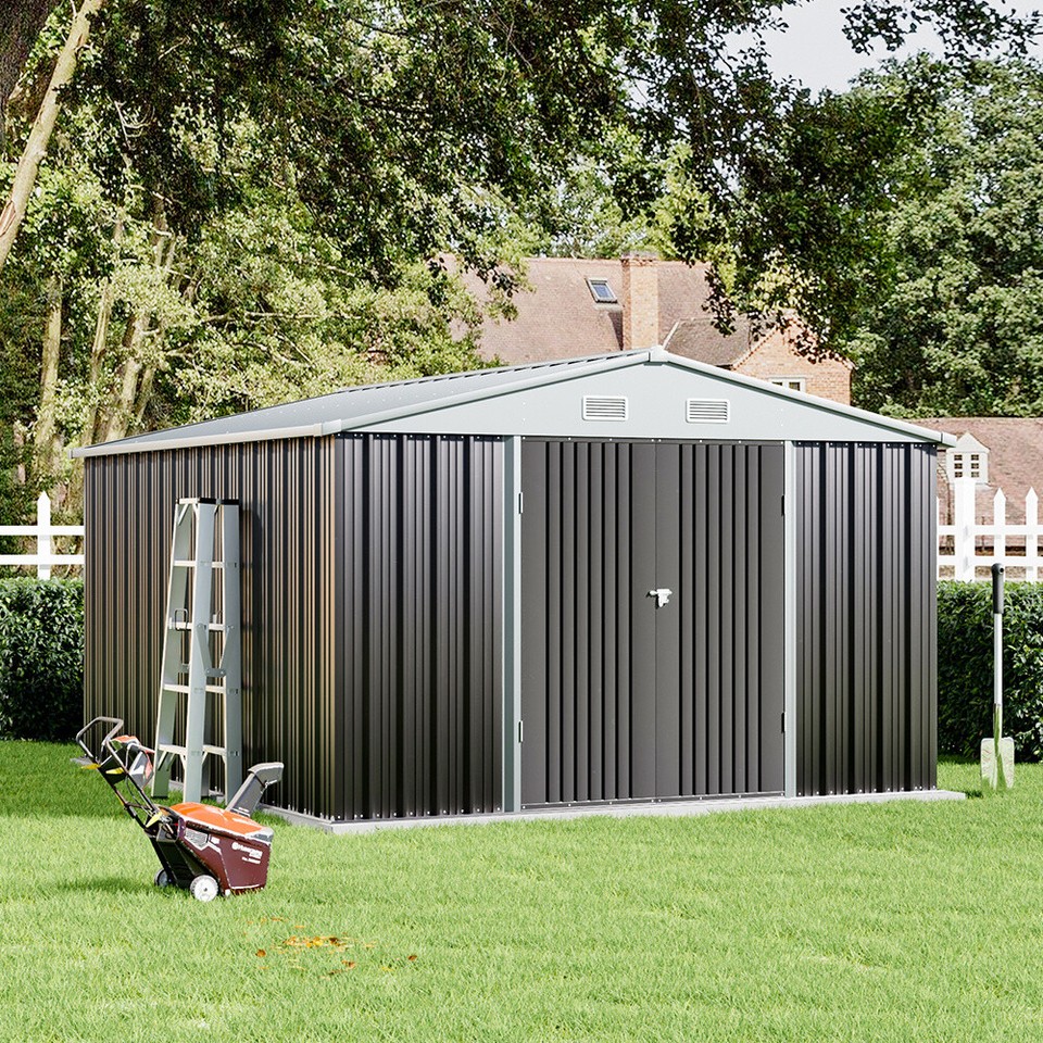 10 x 12 FT Galvanised Metal Steel Sheds Garden Storage Shed Ventilation