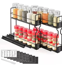 SpaceAid Pull Out Spice Rack Organizer for Cabinet, Heavy Duty Slide Out  2-Tier