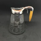 Vintage Federal Glass Syrup Pitcher Gold Bakelite And Chrome Handle