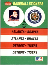 1988 Fleer Baseball "Team Stickers" Insert Cards