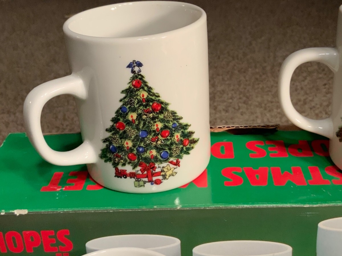 Christmas Mugs with Christmas Tree-10 oz. by Active industries 1987- set of  4