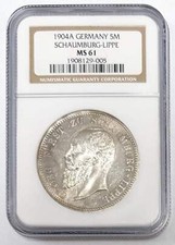 1904 A Germany 5 Mark Schaumburg Lippe NGC MS 61