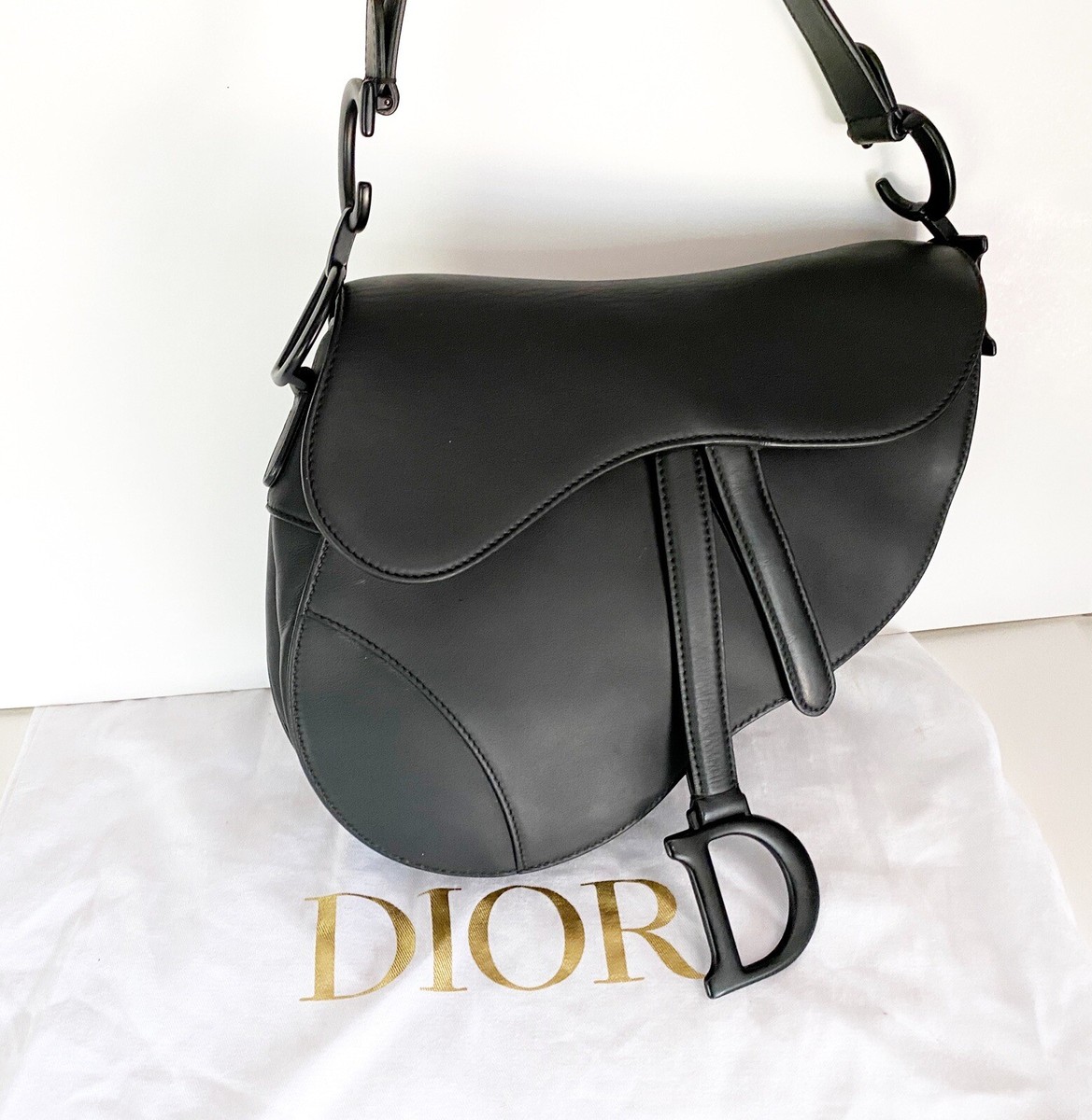 Chrisitan Dior Mini Saddle Bag Black Ultramatte Calfskin Handbag