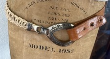Vintage Leatherook, Inc., San Diego Brown Cream Weave Leather Belt Sz M/L 2710